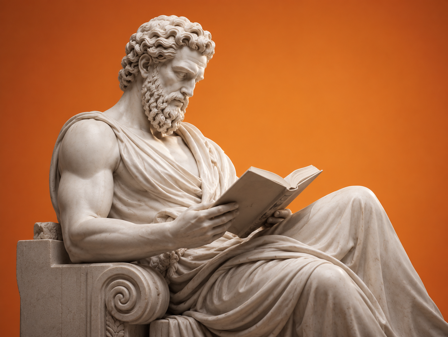 Marble figure reading a book